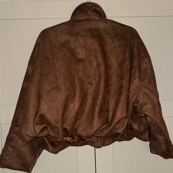 Faux Suede Bomber Jacket - Picture 4 of 4